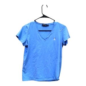 Ralph Lauren Polo by Ralph Lauren Women's Blue V-Neck T-Shirt
